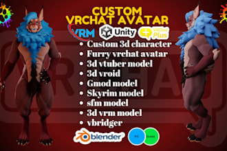 make 3d furry nsfw avatar, anime vrc model, vr chat avatar, vrm vtuber rigging