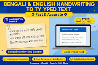 convert bengali to english handwriting to typed text