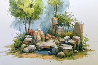 do a fantasy environment landscape design