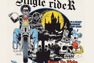 create a dark vintage biker logo and horror t shirt illustration