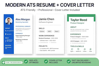 design a modern ats resume, CV and cover letter design