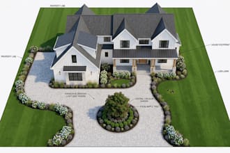 design modern front yard landscape, curb appeal makeover, and driveway