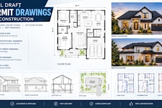 create permit drawings, 2d floor plans, architectural and mep drawings for city
