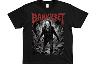 draw horror dark art, tshirt, metal album cover illustration