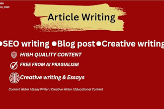write articles, SEO, educational notes and presentation