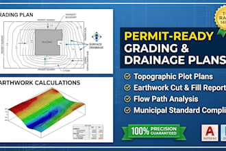 draft topographic plot plan grading, earthwork calculations, drainage design
