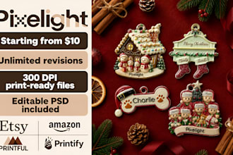 design custom christmas ornaments for etsy amazon shopify