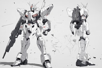 illustration and concept mecha, gundam