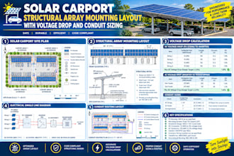 solar carport structural array mounting layout with voltage drop conduit sizing