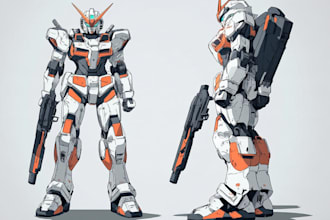 make gundam character illustration and robot art