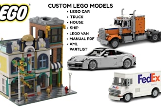 do 3d lego moc design lego technic lego car truck van house with bricklink studi