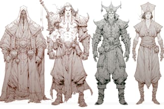 your dnd character art or rpg character, character design
