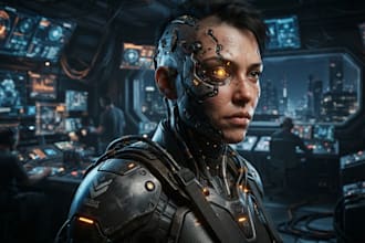 create fantasy, sci fi, character with hyperrealistic style