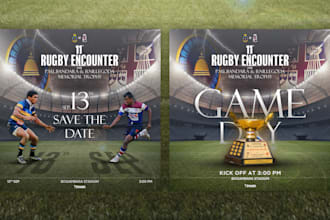design professional rugby and sports matchday social media posts