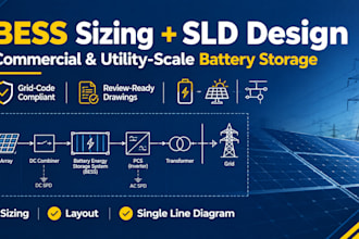design bess sizing, battery layout and sld for solar