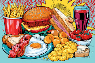 make a food pop art illustration