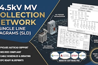 design mv collection network and single line diagrams in pvcase autocad