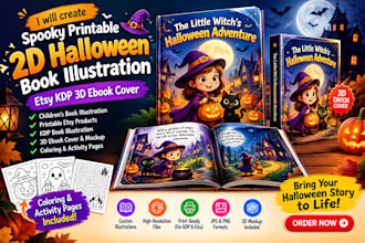 create spooky printable 2d halloween book illustration etsy kdp 3d ebook cover