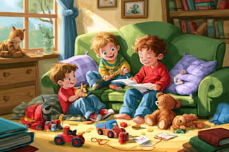 do children book illustration, kids book