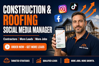 be your social media marketing manager for construction roofing and  contractors