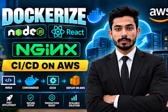 dockerize nodejs react app and deploy with nginx ci cd on aws