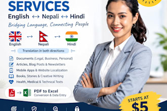 translate english to nepali and hindi and vise versa