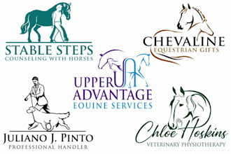 create a unique horse equine equestrian farm animal dog logo for your