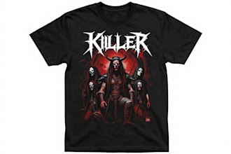 design killer metal band t shirt artwork in dark style