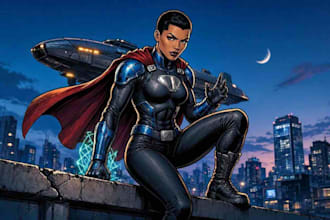 do a superhero comic illustration