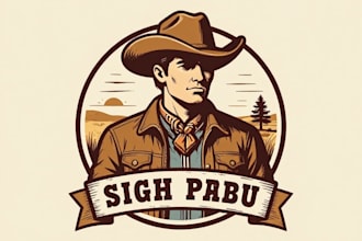 draw vintage western cowboy vintage for t shirt logo