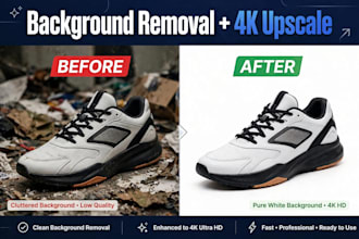 remove background and upscale image to 4k HD quality