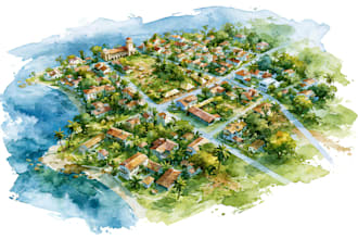 watercolor map illustration just for you