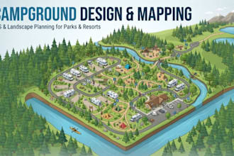 design gis campground rv park map campsite layout trail roads and facilities map