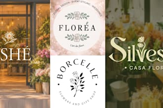 design bohemian floral feminine logo for boutiques and store