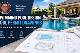 design swimming pool design, pool permit drawings, site plan and pool plan