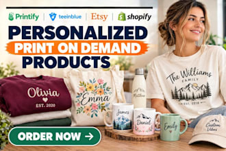 personalize print on demand products with printify teeinblue for etsy shopify