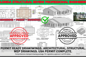 provide florida structural engineering, permit drawings and florida stamp