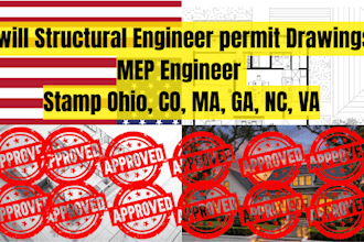 structural engineer permit drawings mep engineer stamp ohio, co, ma, ga, nc, VA