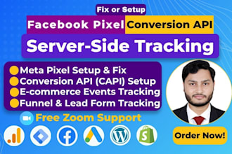 setup facebook pixel, conversion API, fix meta pixel and server side tracking