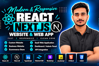 be your front end web developer in react js website and next js website