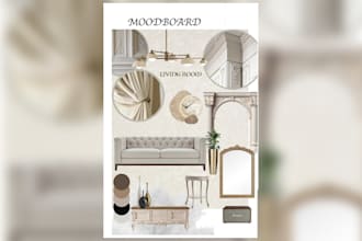 create an interior moodboard and furniture layout