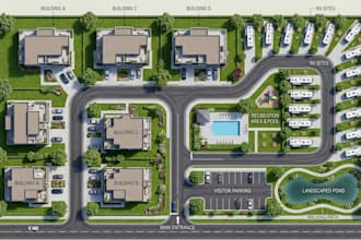 illustrate plot, plat, rv parking, site and property map design