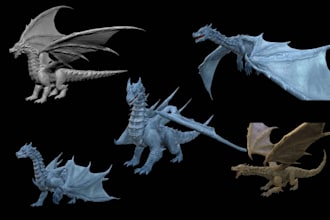 create a realistic 3d animal model creature or dragon model in zbrush