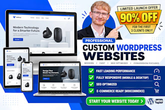 build a custom or wordpress website with a limited discount for 3 customers