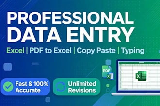 do fast data entry, excel, copy paste and typing work