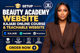 setup beauty academy website kajabi online makeup course and teachable website