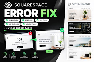 fix squarespace broken links, missing page errors, 404, 503 error 301 redirect