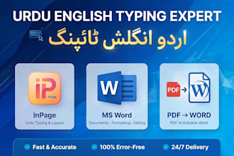 do fast urdu typing, english typing, pdf to ms word