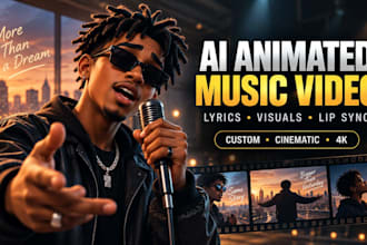 create an ai animated music video with lyrics, visuals and lip sync
