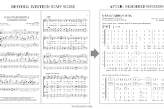 convert vocal staff notation to clean numbered notation